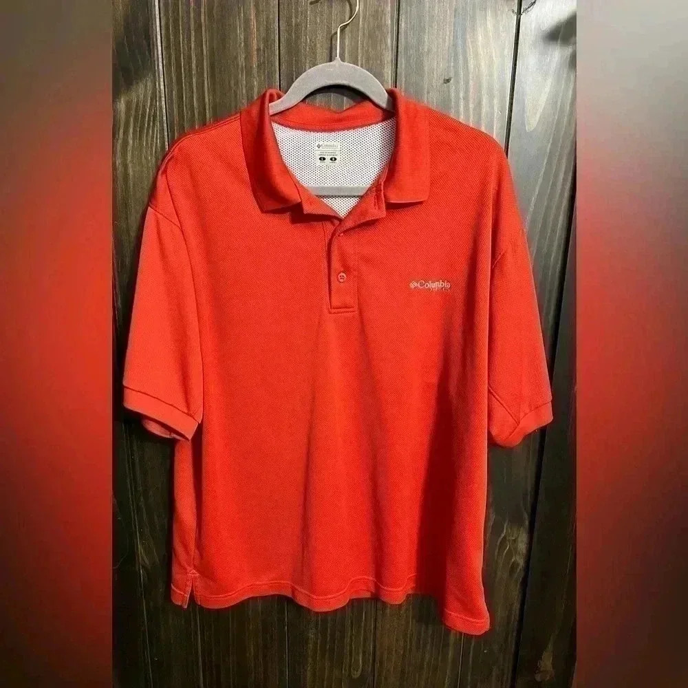 Columbia Omni-Shade PFG InnisFree Short Sleeve Polo Fishing Tee in Salmon